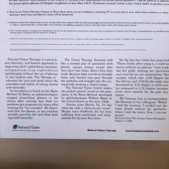 NATURAL VISION THERAPY Glasses Bates Method Eyesight Improvement Eyewear - Picture 8 of 8